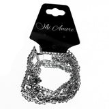 Silver-Tone Metal Braided-Chain-Bracelet With Crystal Accents #2407
