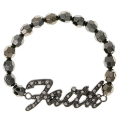 Faith Stretch-Bracelet With Crystal Accents  Black Color #2414