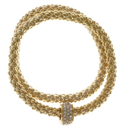 Gold-Tone Metal Stretch-Bracelet With Crystal Accents #2415