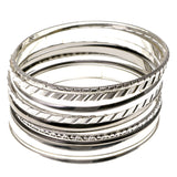 Silver-Tone Metal Multiple-Bangle-Bracelet #2433