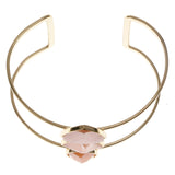 Peach & Gold-Tone Colored Metal Cuff-Bracelet With Faceted Accents #2435