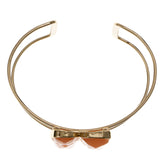 Peach & Gold-Tone Colored Metal Cuff-Bracelet With Faceted Accents #2437
