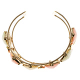Colorful & Gold-Tone Colored Metal Cuff-Bracelet With Faceted Accents #2441