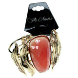 Leaf Hinged Cuff-Bracelet With Faceted Accents Gold-Tone & Peach Colored #2451 - Mi Amore