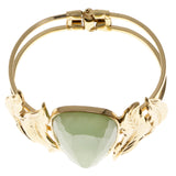 Leaves Cuff-Bracelet With Faceted Accents Green & Gold-Tone Colored #2458