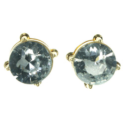 Silver-Tone & Gold-Tone Colored Metal Stud-Earrings With Crystal Accents #1617
