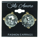 Silver-Tone & Gold-Tone Colored Metal Stud-Earrings With Crystal Accents #1617