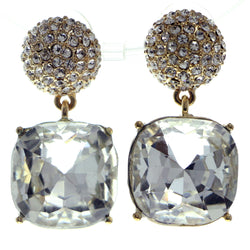 Gold-Tone & Silver-Tone Colored Metal Dangle-Earrings With Crystal Accents #545