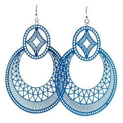 Filigree Dangle-Earrings Blue Color  #546