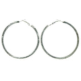 Silver-Tone Metal Hoop-Earrings With Crystal Accents #1652
