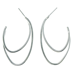 Silver-Tone Metal Hoop-Earrings #1655
