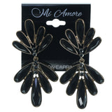 Black & Gold-Tone Colored Metal Dangle-Earrings With Faceted Accents #1666