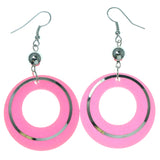 Sparkle Dangle-Earrings Pink & Silver-Tone Colored #1679