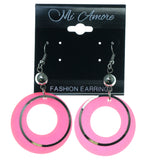 Sparkle Dangle-Earrings Pink & Silver-Tone Colored #1679