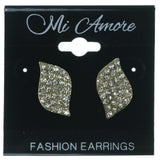 Gold-Tone & Silver-Tone Colored Metal Stud-Earrings With Crystal Accents #1685
