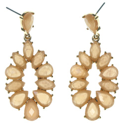 Peach & Gold-Tone Colored Metal Dangle-Earrings With Faceted Accents #1688