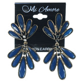 Blue & Gold-Tone Colored Metal Dangle-Earrings With Faceted Accents #1693