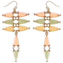 Dangle Earrings With Faceted Accents Gold-Tone & Multi Colored #1695