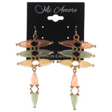 Dangle Earrings With Faceted Accents Gold-Tone & Multi Colored #1695