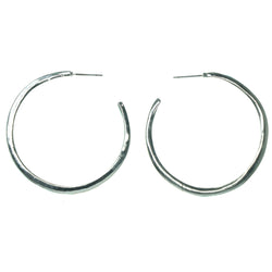 Silver-Tone & Blue Colored Metal Hoop-Earrings #1703