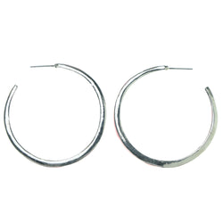 Silver-Tone & Pink Colored Metal Hoop-Earrings #1704