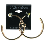 Cross Hoop-Earrings Gold-Tone Color  #1708