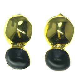 Gold-Tone & Black Colored Metal Dangle-Earrings #1727