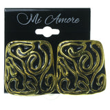 Gold-Tone & Black Colored Metal Stud-Earrings #1728