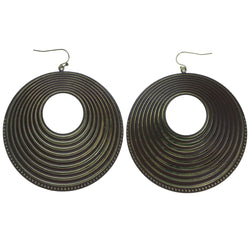 Gold-Tone & Brown Colored Metal Dangle-Earrings #1734