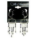 Colorful & Silver-Tone Colored Metal Dangle-Earrings With Bead Accents #1735