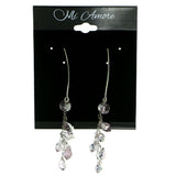 AB Finish Dangle-Earrings With Bead Accents Colorful & Silver-Tone Colored #1738
