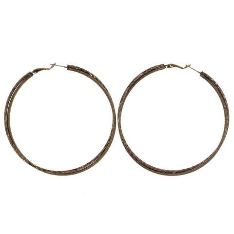 Brown Metal Hoop-Earrings #1740