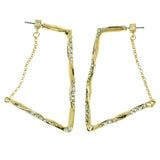 Gold-Tone Metal Hoop-Earrings With Crystal Accents #1741