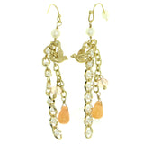 birds Dangle-Earrings With Bead Accents Colorful & Gold-Tone Colored #1744