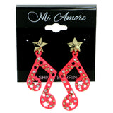 Stars Music Note Drop-Dangle-Earrings With Crystal Accents Pink & Gold-Tone Colored #1759