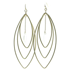 Gold-Tone & Clear Colored Metal Dangle-Earrings With Faceted Accents #561