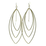 Gold-Tone & Clear Colored Metal Dangle-Earrings With Faceted Accents #561