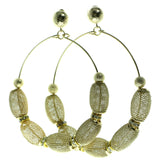 Gold-Tone Metal Dangle-Earrings With Bead Accents #565