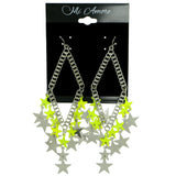 Stars Dangle-Earrings Yellow & Silver-Tone Colored #1781