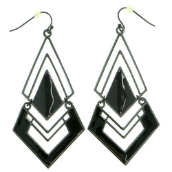 Gray & Black Colored Metal Dangle-Earrings #1794