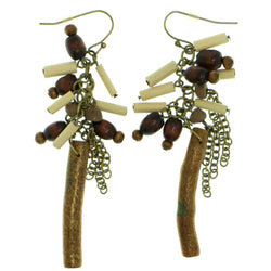 Gold-Tone & Multi Colored Metal Dangle-Earrings With Bead Accents #1805