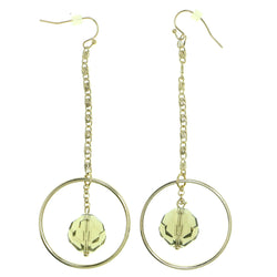 Gray & Gold-Tone Colored Metal Dangle-Earrings With Bead Accents #1830