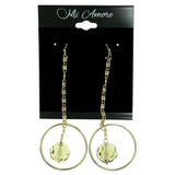 Gray & Gold-Tone Colored Metal Dangle-Earrings With Bead Accents #1830