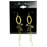 Gold-Tone & Gray Colored Metal Dangle-Earrings With Bead Accents #1835