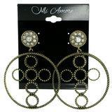 Gold-Tone Metal Drop-Dangle-Earrings With Crystal Accents #1845