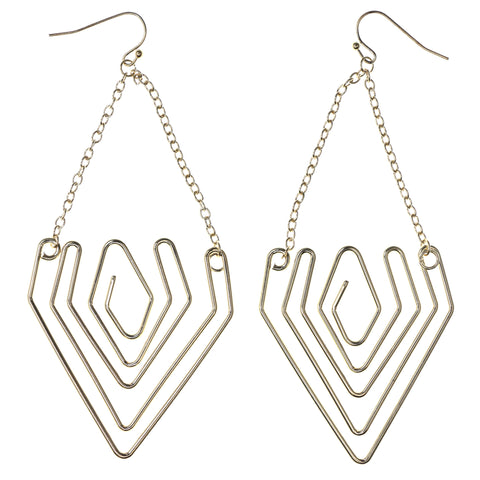 Gold-Tone Metal Dangle-Earrings #1850