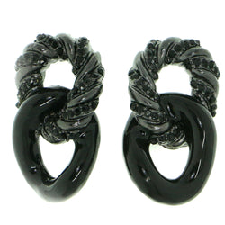 Black & Silver-Tone Colored Metal Dangle-Earrings #1853