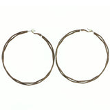 Brown & Bronze-Tone Colored Metal Hoop-Earrings #1860