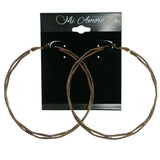 Brown & Bronze-Tone Colored Metal Hoop-Earrings #1860