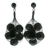 Net Dangle-Earrings With Faceted Accents  Black Color #570